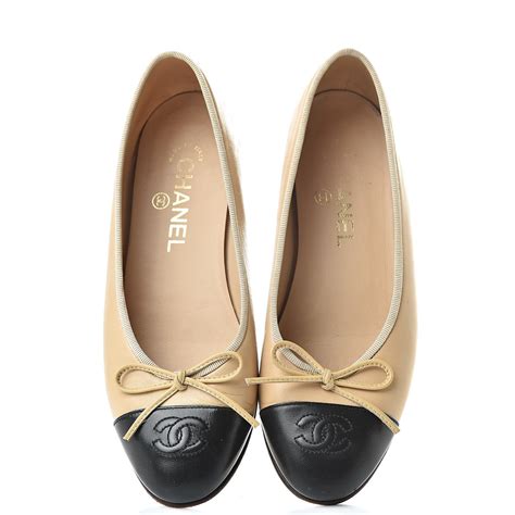 chanel beige black flats|chanel ballet flats sale.